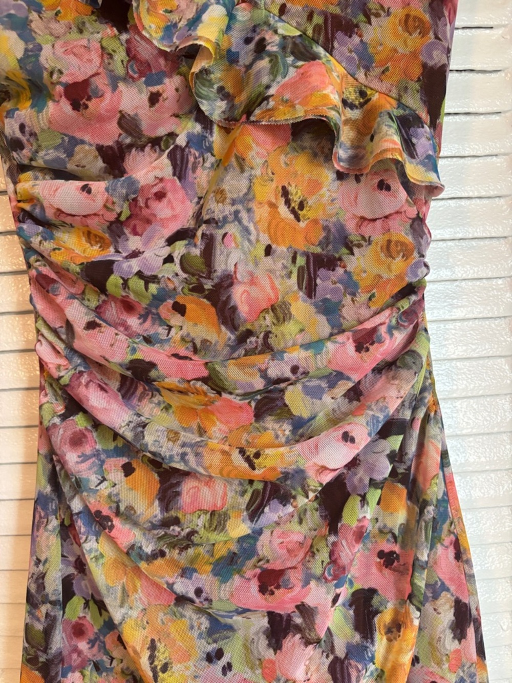 ZARA Floral Ruched Mini Dress Size S New With Tags Romantic Chic Style - Picture 4 of 16